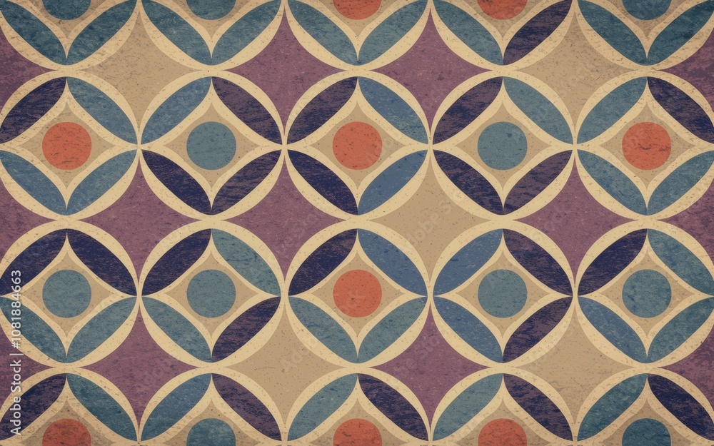 Aufkleber geometric pattern textile design. vintage textile design featuring a repeating geometric pattern. ev