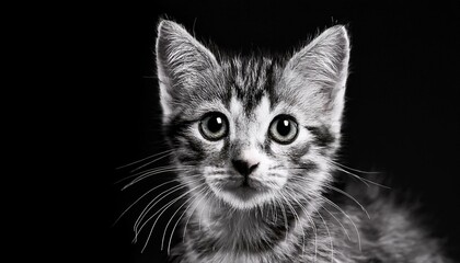 Fototapeta premium cute kitty looking at the camera; studio shoot; bw photo