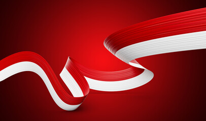 3d Flag Of Indonesia And Monaco 3d Wavy Shiny Ribbon Isolated On Red Background 3d Illustration © Hammad