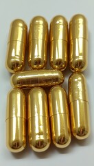 Naklejka premium Golden Softgel Capsules Premium Health and Wellness Supplement in a Minimalist Setting
