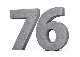 3d Concrete Number Seventy six 76 Digit Made Of Grey Concrete Stone On White Background 3d Illustration