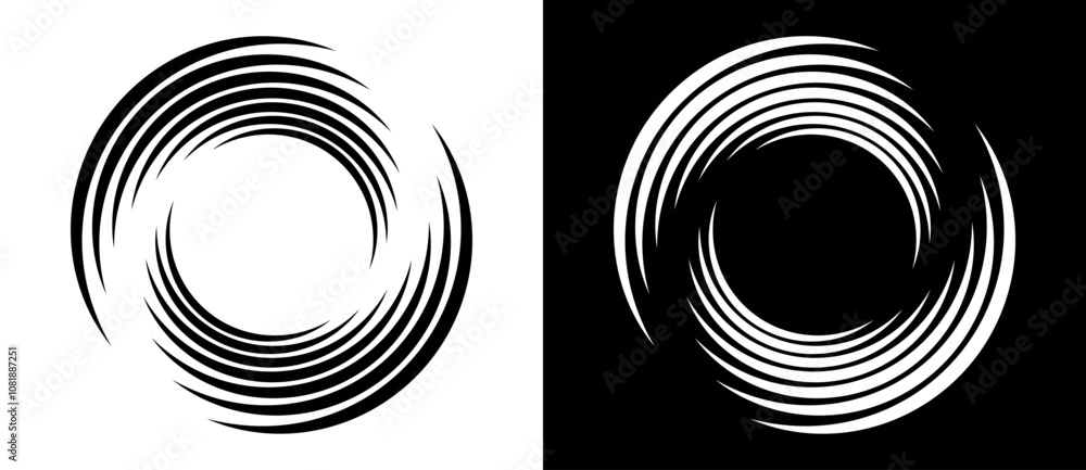 Poster abstract background with lines in circle. art design spiral as logo or icon. a black figure on a whi