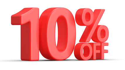 10 Percent Off Discount Red Number 3D Render