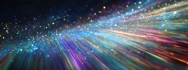 Obraz premium vhs vlog grainy video of dark sky with streaks of light, glitch art on dark background, film texture scratch, dust and light , copy space.