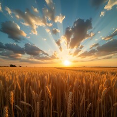 Wheat field at sunset