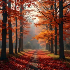 Autumn forest in the morning