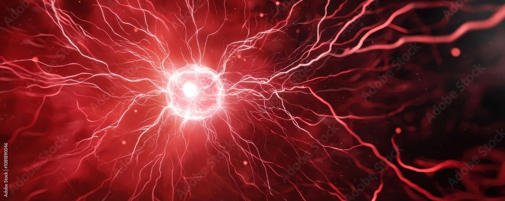 Poster quantum computing of cryptography concept. a vibrant abstract depiction of energy, featuring a centr
