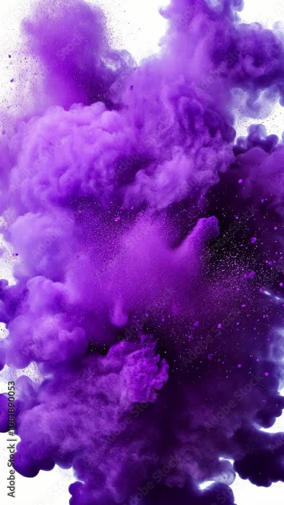 Aufkleber purple ink swirls and explodes in a white background, creating a vibrant abstract image