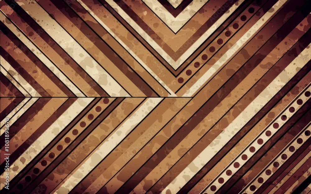 Aufkleber brown geometric pattern design. abstract chevron stripes background image evokes feelings of retro s