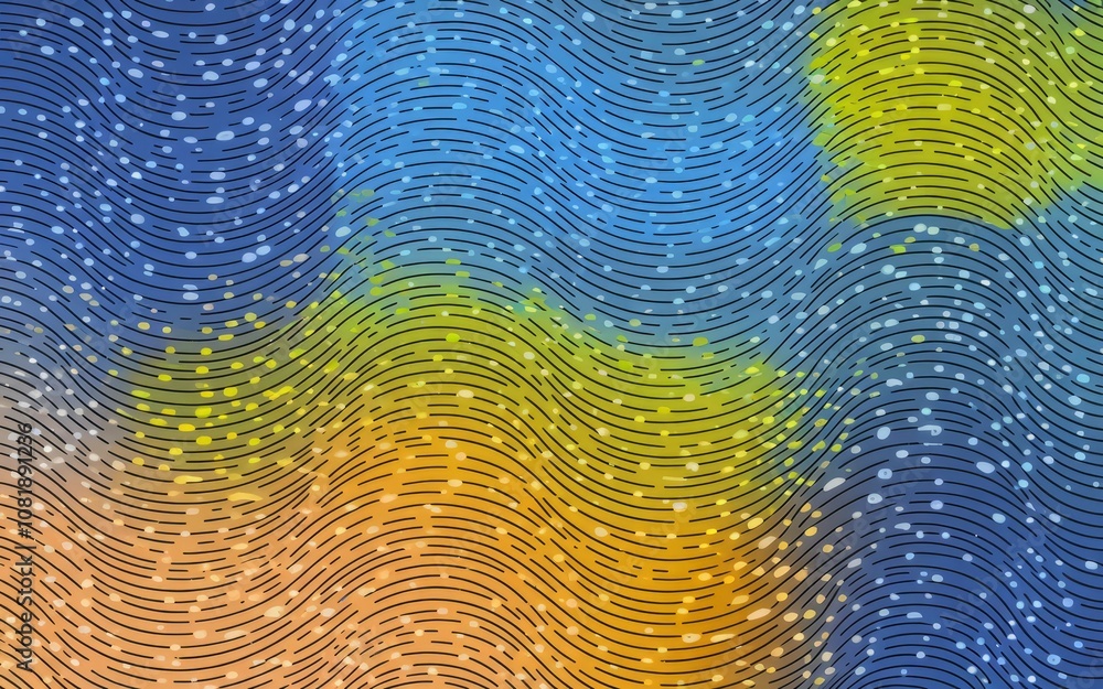 Poster abstract wavy pattern. vibrant color blend, flowing lines create a dynamic, calming design. evokes f