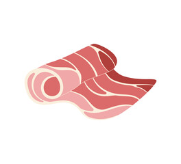 Pork bacon roll. Hand drawn flat vector isolated element on white background