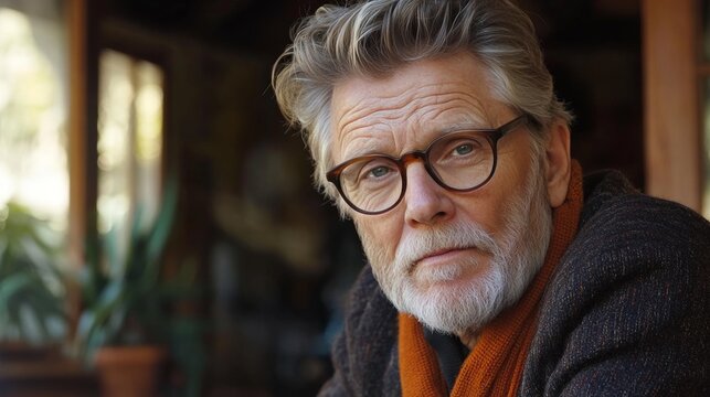 An elderly man participating in an online video call to discuss life insurance options in his modern home office with a representative