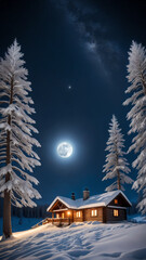 Fototapeta premium winter landscape with christmas tree