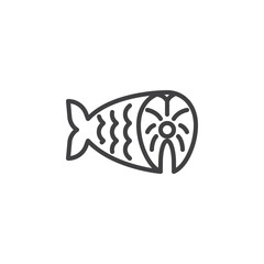 Fish food line icon