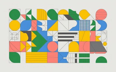 Obraz premium Geometric abstract design. Colorful shapes create a vibrant, modern design. Symbolizes creativity and innovation.