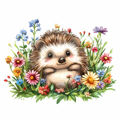Cute Hedgehog Illustration for Woodland Nursery and Kids' Decor, generated ai