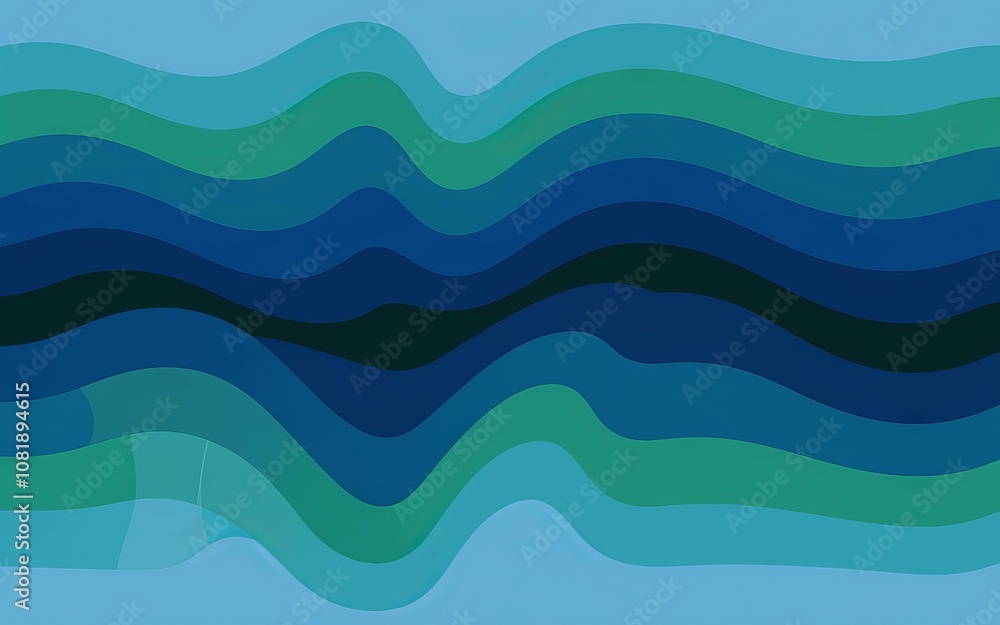Poster blue wave abstract design. serene ocean wave pattern evokes calmness and tranquility. perfect for ba