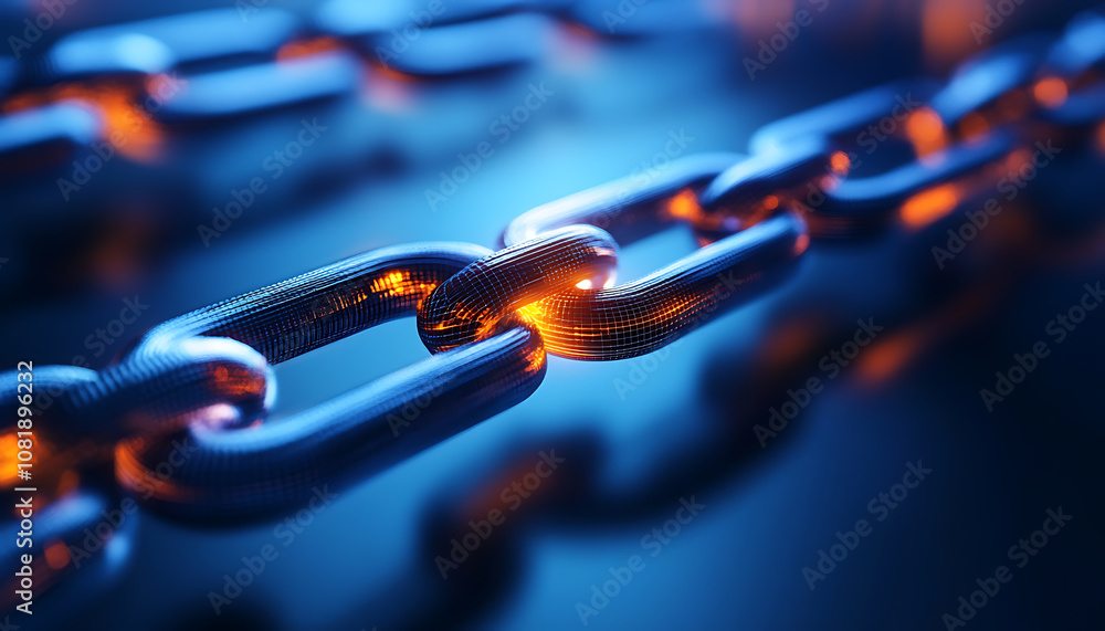 Aufkleber blockchain technology trust and connection digital environment close-up view innovative concepts