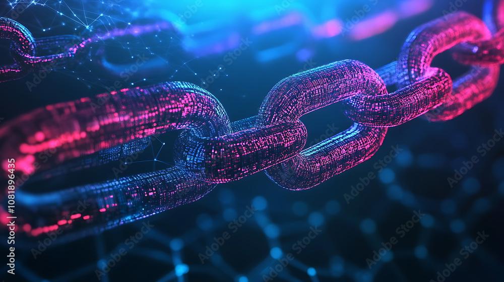 Poster blockchain technology action digital environment graphic representation virtual viewpoint trust conc