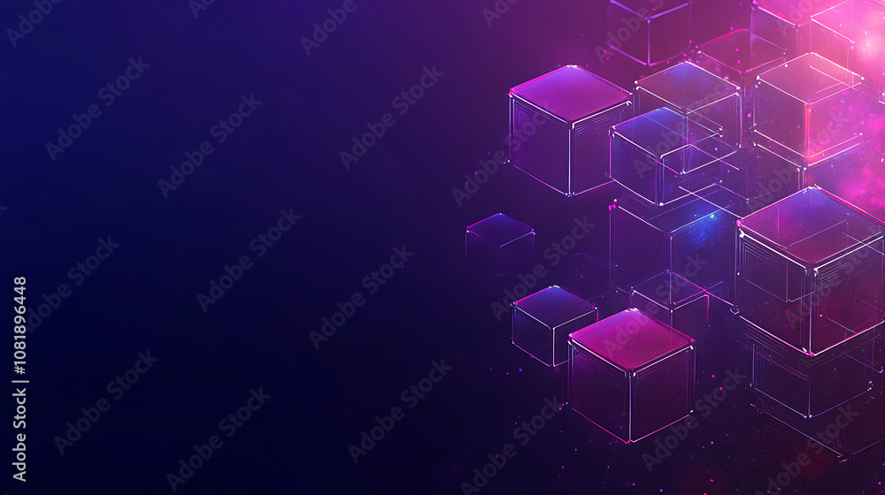 Poster innovative blockchain technology virtual space abstract art digital environment futuristic perspecti