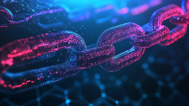 Blockchain technology action digital environment graphic representation virtual viewpoint trust concepts