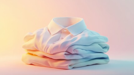 Obraz premium Realistic folded shirt in 3D, arranged on a smooth pastel background with soft lighting