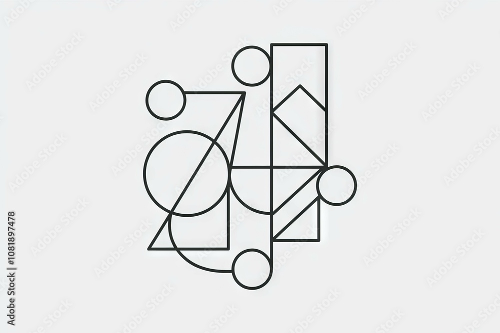 Poster geometric shapes design. abstract art print featuring circles and triangles. symbolizes connection a