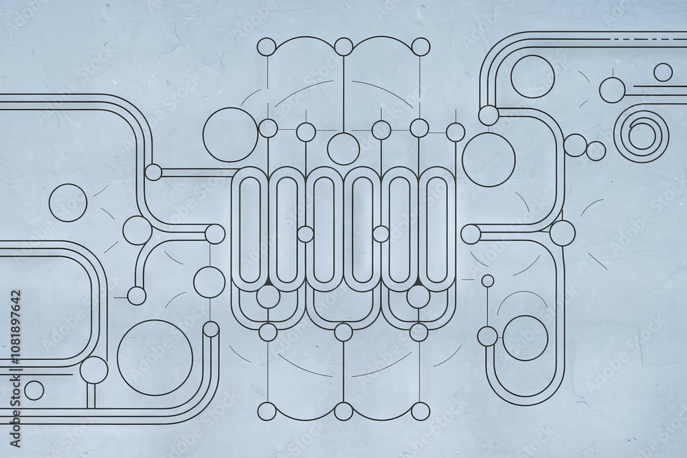 Aufkleber abstract geometric network. complex system illustration; interconnectedness; network design; modern 