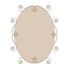 Oval-Shaped Text Frame with Side Ornaments, Isolated on White