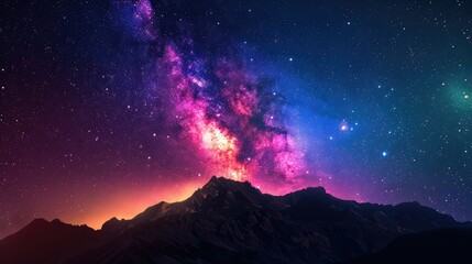 Fototapeta premium Colorful milkyway galaxy night stars landscape