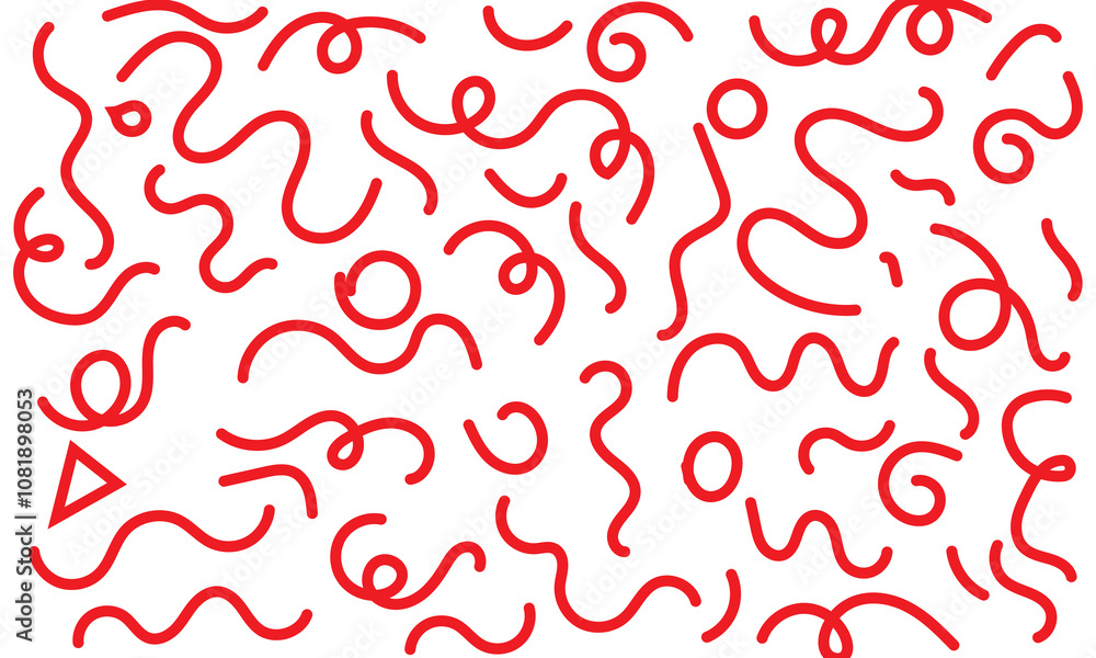 Poster creative abstract squiggle style drawing for children or trendy design with basic shapes. isolated o