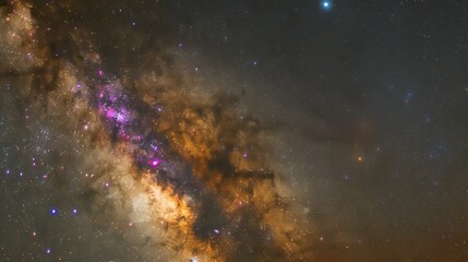 Colorful milkyway galaxy night stars landscape