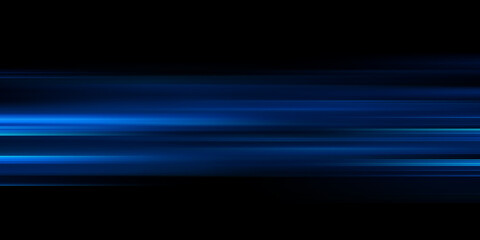 Moving fast laser beams of light isolated on black background. Abstract speed light effects. Lens flare. Horizontal rays glowing in the dark
