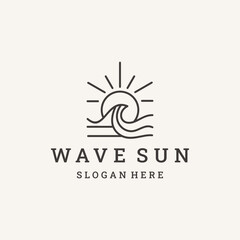 Wave sun logo template vector illustration design