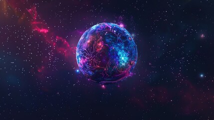 Cybernetic backdrop floating in space