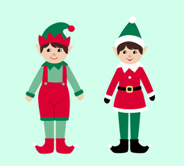 Set of cute retro Christmas elf flat Vector stock illustration.
cute playful Santa Claus helpers.
Merry Xmas design element.
Good for card, banner, flayer, leaflet, poster. 