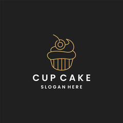 Cup cake logo template vector illustration design