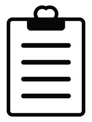 Clipboard icon. Clipboard vector icon for web design isolated on white background. Black checklist sign symbol for web site and app design. Vector illustration. 