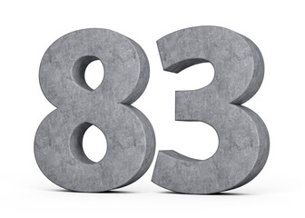 3d Concrete Number Eighty three 83 Digit Made Of Grey Concrete Stone On White Background 3d Illustration