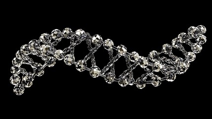 Detailed Representation of a DNA Double Helix Structure in Metallic Style, Symbolizing Genetics, Biology, Life Sciences, and Molecular Research Applications