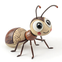 Cute ceramic Bullet Ant figurine, isolated on a white background