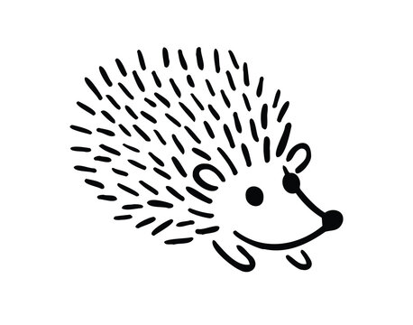 recommend clip art: Cartoon doodle hand drawn cute hedgehog. Hand-drawn adorable hedgehog. Forest animals. Outline drawing for children.