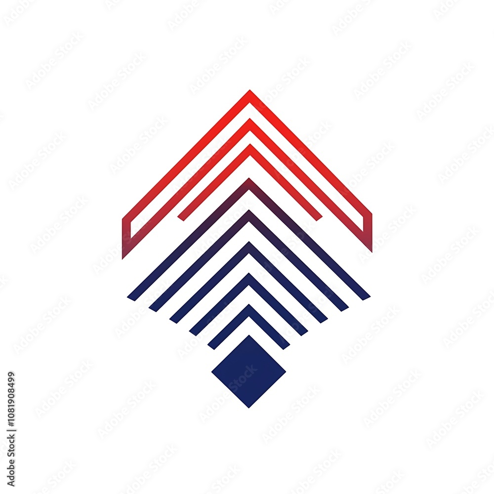 Poster abstract geometric logo design featuring overlapping triangular shapes in red and blue colors, embod