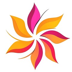 Abstract Floral Design with Vibrant Petal Shapes in Warm Shades of Pink, Orange, and Yellow for Creative Backgrounds and Modern Illustrations