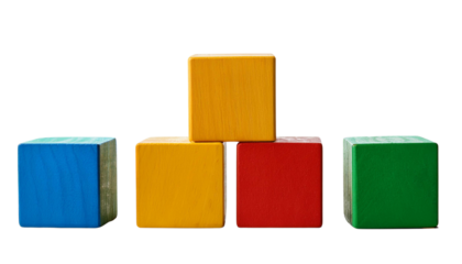 Colorful building blocks stacked in a playful arrangement, perfect for children's creativity and learning.