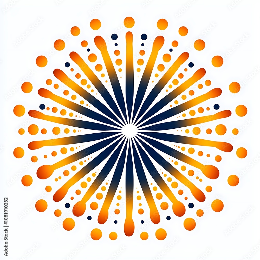 Poster gradients of orange and blue radiating from center in a dynamic abstract art representation of movem