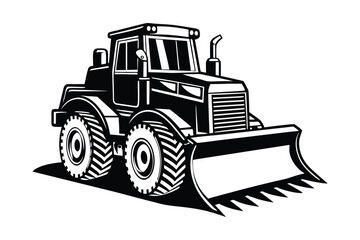 Naklejka premium Bulldozer Vector Illustration - Heavy Construction Equipment, Earthmover, Industrial Machine, Graphic Design