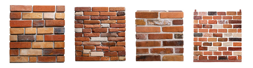 Fototapeta premium A collection of various brick wall textures showcasing different colors and arrangements for design inspiration.