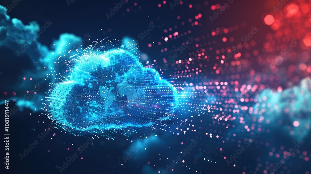 Aufkleber digital data processing in the virtual cloud abstract background