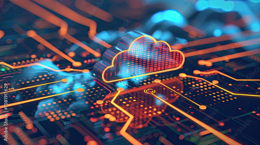Aufkleber digital data processing in the virtual cloud abstract background